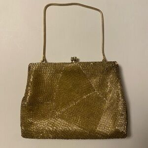 Vintage Gold Beaded Evening Bag Clutch